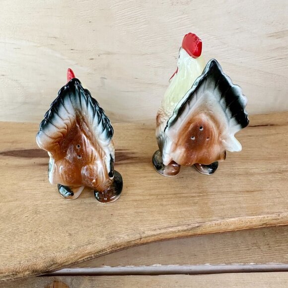 Vintage Chicken Salt Pepper Shakers Rooster Hen‎ Ceramic Shaker Farm Decor - Picture 3 of 8